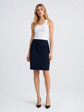 Eileen Fisher Pencil Skirt Heather Black Large #A2073